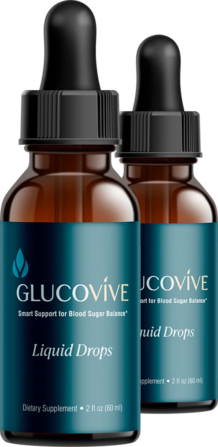 Glucovive blood sugar support liquid drops two-bottle package